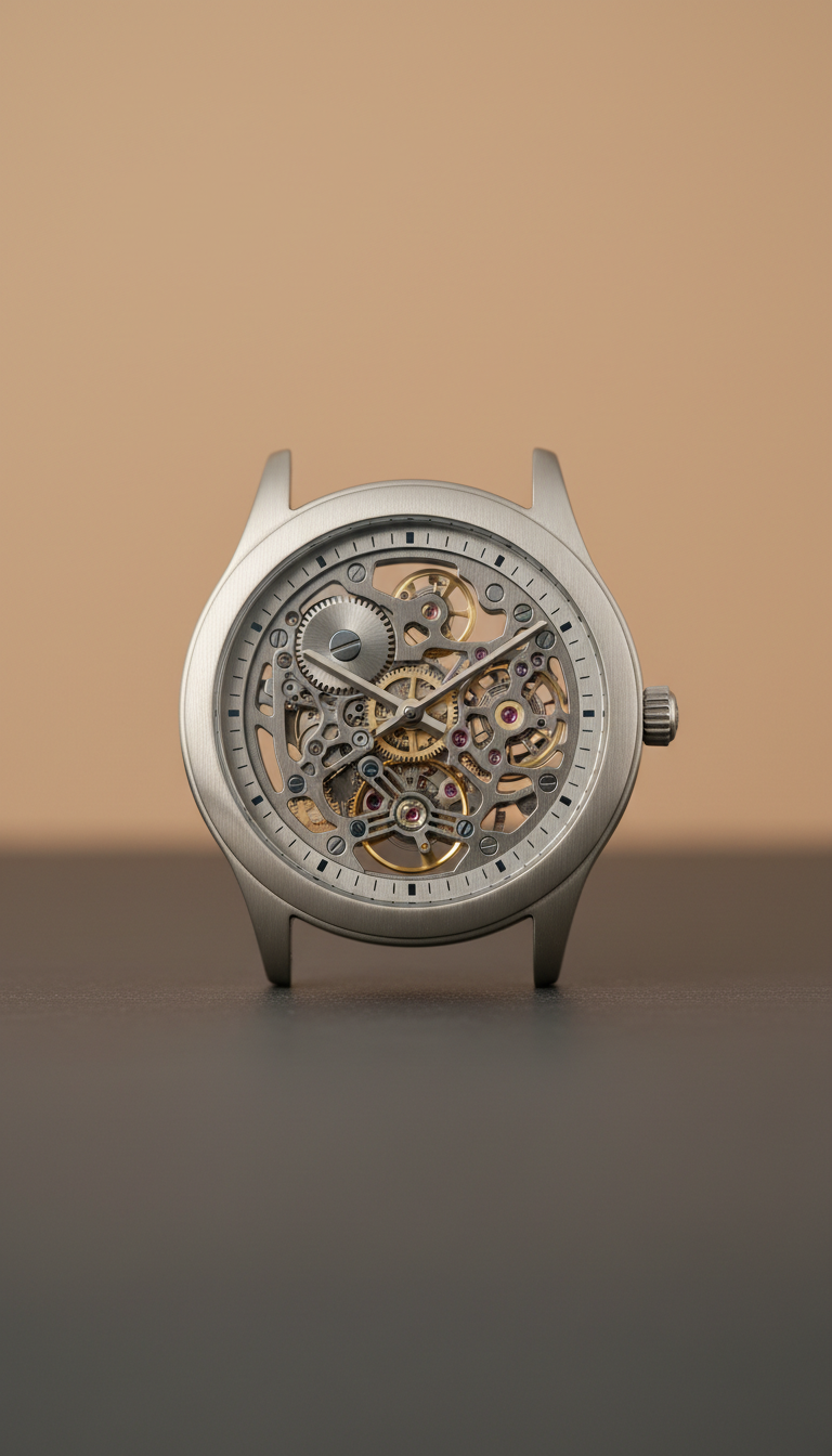 Brushed Pewter Skeleton Movement