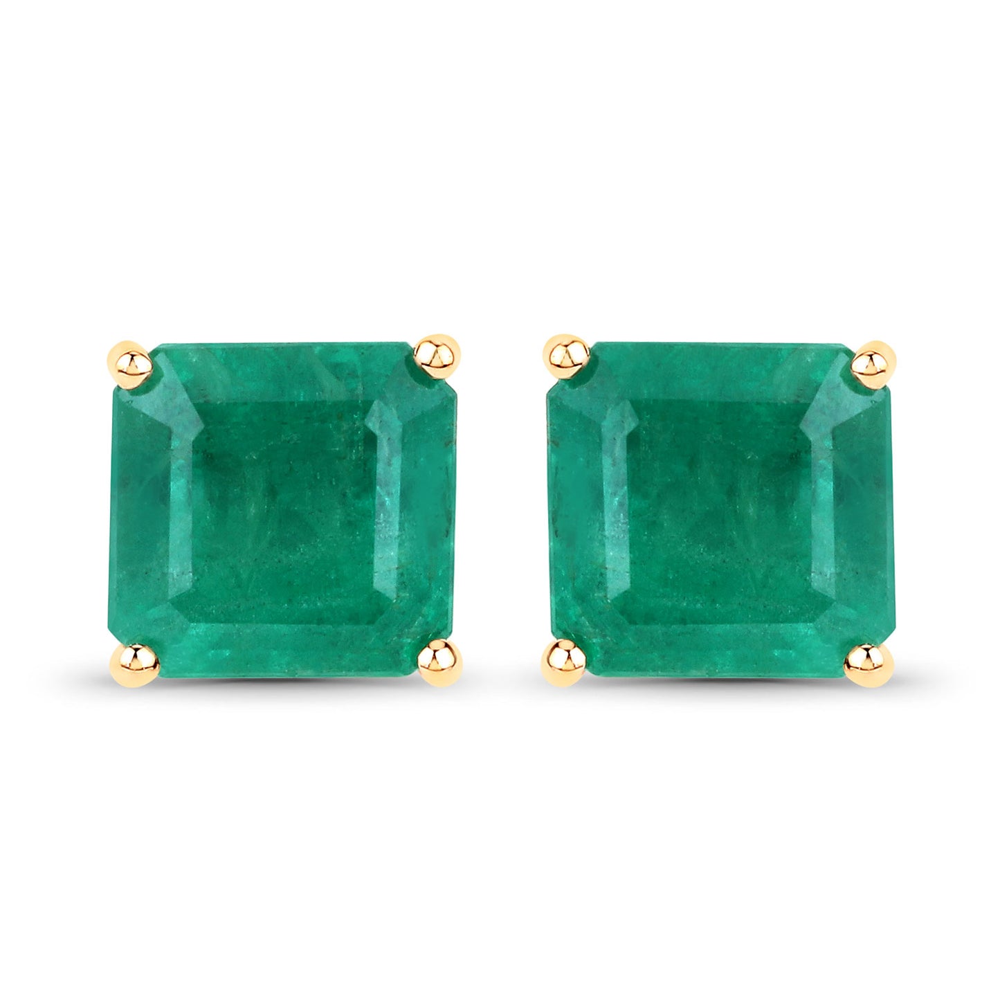 IGI Certified 4.36 ct Genuine Zambian Emerald 14K Yellow Gold Earrings