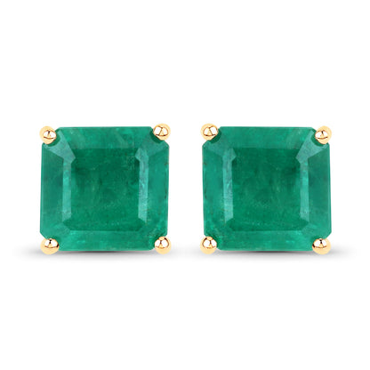 IGI Certified 4.36 ct Genuine Zambian Emerald 14K Yellow Gold Earrings